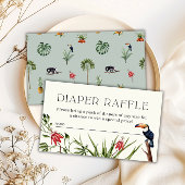 トロピカルジャングルボーイ赤ちゃんシャワーおむつラッフル エンクロージャーカード
