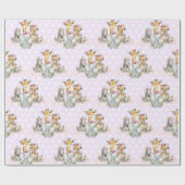 トロピカルジャングルワイルドアニマルズベビーガール誕生日 ラッピングペーパー (フラット)