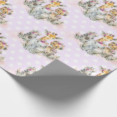 トロピカルジャングルワイルドアニマルズベビーガール誕生日 ラッピングペーパー (角)