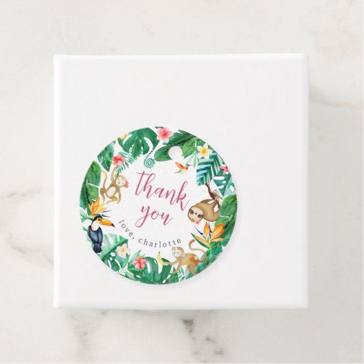トロピカルジャングル動物子供の誕生日ありがとう フェイバータグ (インサイチュ)