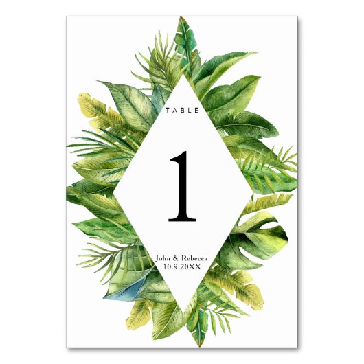 トロピカルジャングル結婚のテーブル番号カード テーブルナンバー (正面)