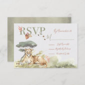 トロピカルジャングル結婚ライオンの応答カードRSVP 出欠カード (正面/裏面)