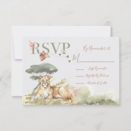 トロピカルジャングル結婚ライオンの応答カードRSVP 出欠カード