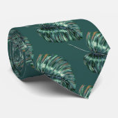 トロピカルジャングル葉のパターンドダークグリーンタイ ネクタイ (ロール)