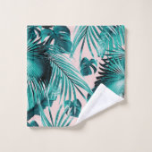 トロピカルジャングル葉の夢#4 バスタオルセット (ウォッシュタオル)