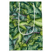 トロピカルジャングル葉植物生誕生誕祭パーティー ミディアムペーパーバッグ (裏面)