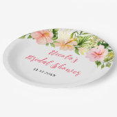 トロピカルジャングル フローラル ブライダルシャワー ペーパープレート (アングル)