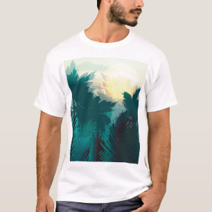 トロピカルジャングル:ヴィンテージ朝の風景。 Tシャツ