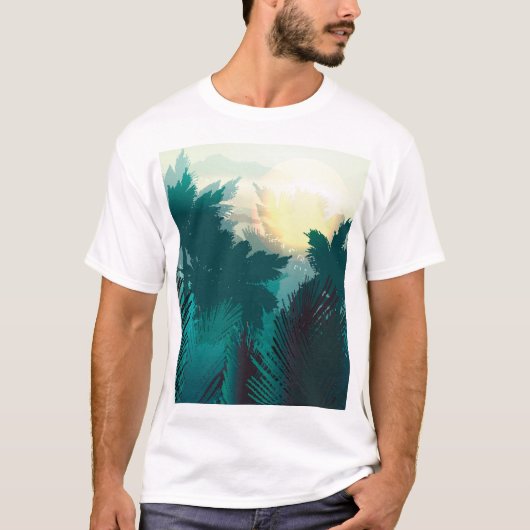 トロピカルジャングル：ヴィンテージ朝の風景。 Tシャツ (正面)