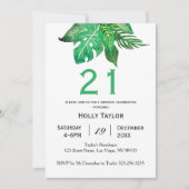 トロピカルジャングル 21歳の誕生日パーティー招待状 招待状 (正面)