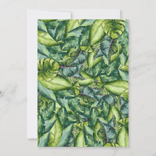 トロピカルジャング葉ルズグリーンボタニカル誕生日 招待状 (裏面)