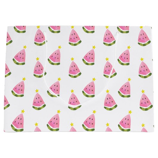 トロピカルスイカサマークリスマス抱き枕 ラージペーパーバッグ (正面)