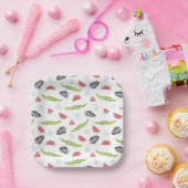 トロピカルスイカ&クロコダイルパターン ペーパープレート (パーティー)