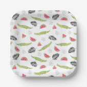 トロピカルスイカ&クロコダイルパターン ペーパープレート (正面)