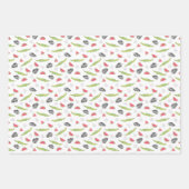 トロピカルスイカ&クロコダイルパターン ラッピングペーパーシート (正面2)