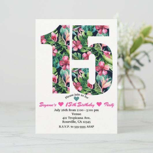 トロピカルスイート15 15th誕生日パーティーへの招待 招待状 (スタンド正面)