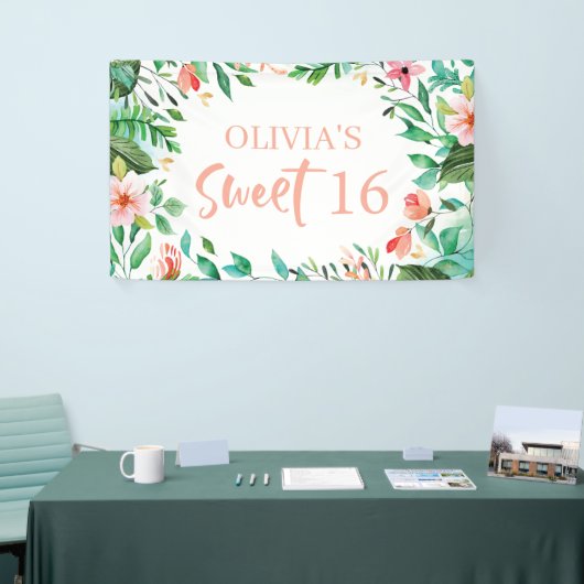 トロピカルスイート16アロハルアウ（ハワイ式宴会）誕生日 横断幕 (トレードショー)