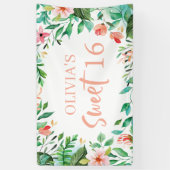 トロピカルスイート16アロハルアウ（ハワイ式宴会）誕生日 横断幕 (縦)