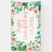 トロピカルスイート16アロハルアウ(ハワイ式宴会)誕生日 横断幕 (縦)