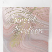 トロピカルスイート16液大理石 | アゲート赤面ピンク 三つ折り招待状 (内部最初)