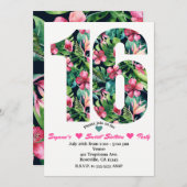 トロピカルスイート16 16th誕生日パーティーへの招待 招待状 (正面/裏面)