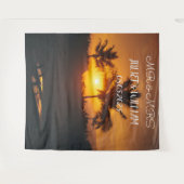 トロピカルスクリプト Mr & Mrs ウェディングバックドロップバナー タペストリー (正面(横))