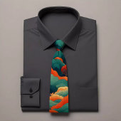 トロピカルストライプのサンセットパターンとタイ ネクタイ