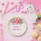 トロピカルストリングライトフローラブライダルシャワー ペーパープレート (パーティー)