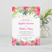 トロピカルストリングライトフローラ結婚式招待状 招待状 (スタンド正面)