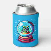 トロピカルスノーグローブユニークピクセルアートビーチ冬 缶クーラー (缶正面)