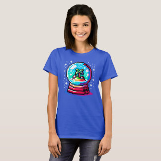 トロピカルスノーグローブユニークピクセルアートビーチ冬 Tシャツ