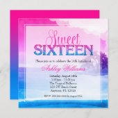 トロピカルスパークルピンクブルースイート16 招待状 (正面/裏面)