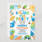 トロピカルスプラッシュパッド夏の誕生日パーティー 招待状 (正面)