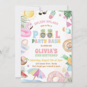 トロピカルスプラッシュプールパーティー誕生日 招待状 (正面)