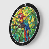 トロピカルスプレンダー» – ステンドグラスMacaw ラージ壁時計 (傾斜)