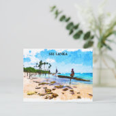 トロピカルスリランカの海岸線の表示 ポストカード (スタンド正面)