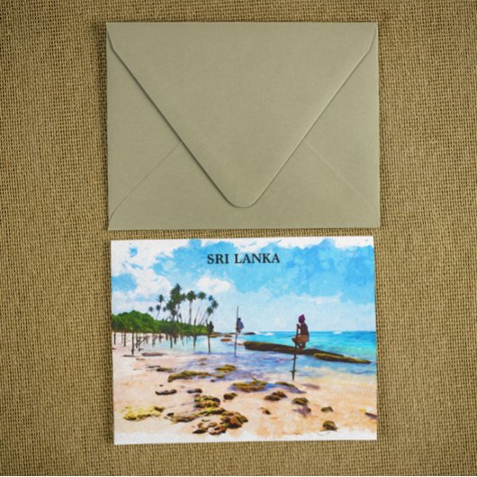 トロピカルスリランカの海岸線の表示 ポストカード