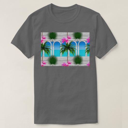 トロピカルセアパルムリーフの木Archarchesarcadecolumnssta Tシャツ (デザイン正面)