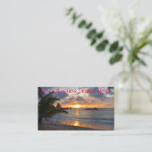 トロピカルセイシェルアイランドパームツリービーチサンセット 名刺 (スタンド正面)