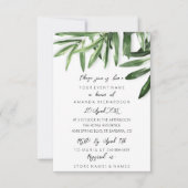 トロピカルセージエレガントミントグリーン金ゴールドホワイト 招待状 (正面)