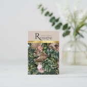 トロピカルタイガージャングルピンクフラワーイヤリングディスプレイ 名刺 (スタンド正面)