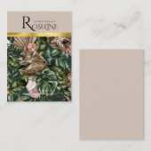 トロピカルタイガージャングルピンクフラワーイヤリングディスプレイ 名刺 (正面/裏面)