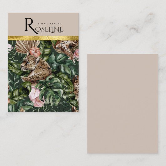 トロピカルタイガージャングルピンクフラワーイヤリングディスプレイ 名刺 (正面/裏面)