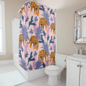 トロピカルタイガースジャングルヴィンテージパターン シャワーカーテン (インサイチュ)