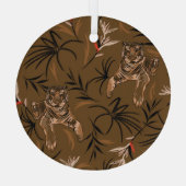 トロピカルタイガースパラダイスフラワーパターン ガラスオーナメント (裏面)