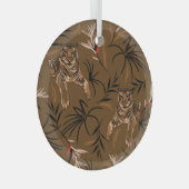 トロピカルタイガースパラダイスフラワーパターン ガラスオーナメント (正面右)