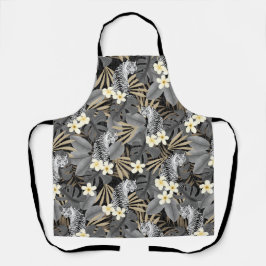 トロピカルタイガーハワイアンパームジャングルグレイ エプロン