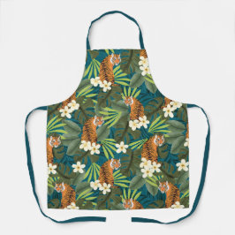 トロピカルタイガーハワイアンパームジャングルティール（緑がかった色） エプロン