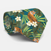 トロピカルタイガーハワイアンパームジャングルティール(緑がかった色) ネクタイ (ロール)
