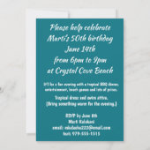 トロピカルタイガーハワイアンパームジャングルティール(緑がかった色) 招待状 (裏面)